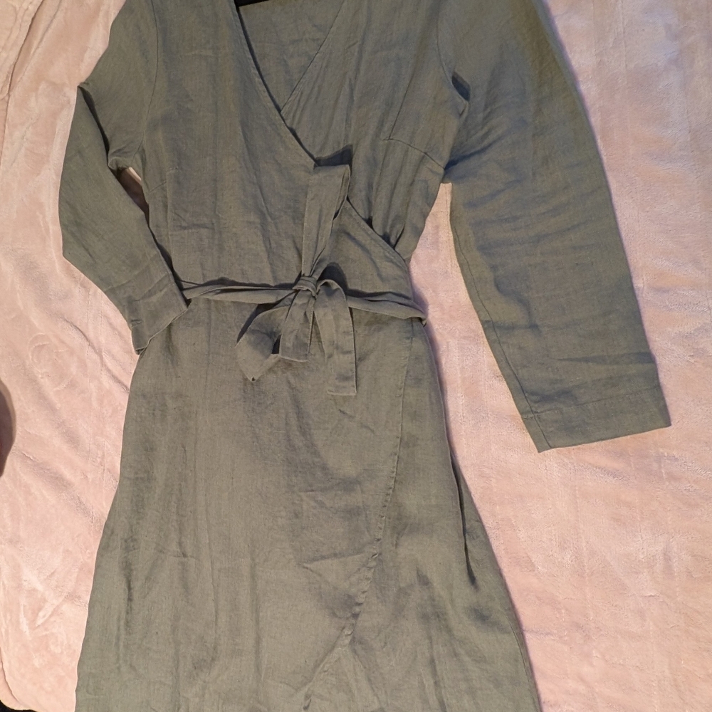 LinenFox Rosemary Linen Wrap Dress - Picture 3 of 6